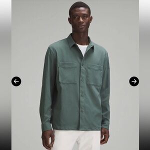Lululemon relaxed fit long sleeve button up shirt dark forest